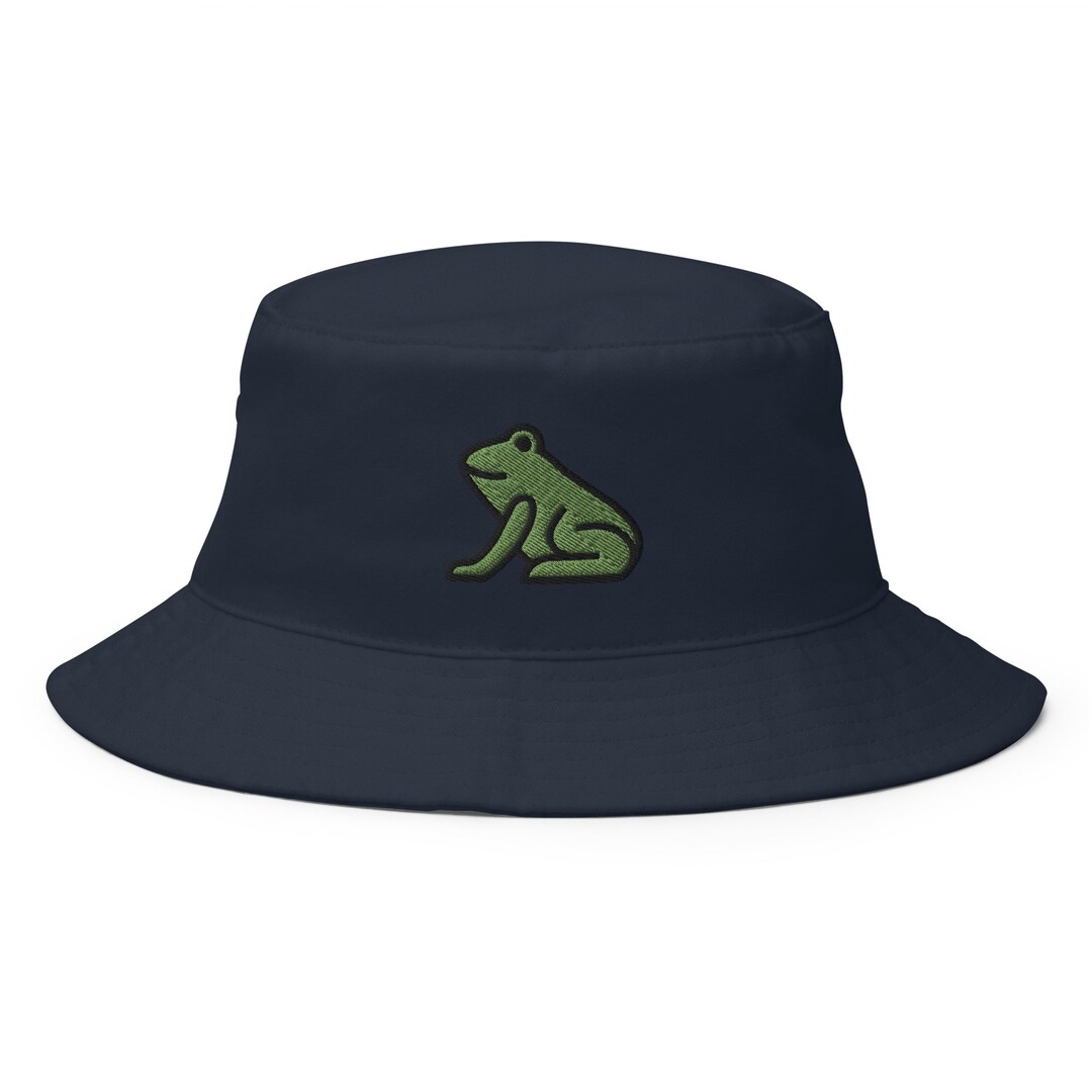 Frog Bucket Hat, Embroidered Bucket Hat, Handmade Unisex Adult Cotton Sun Hat, Summer Hat Gift