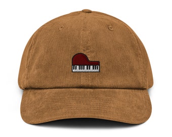 Piano Corduroy Hat, Handmade Embroidered Corduroy Dad Cap - Multiple Colors