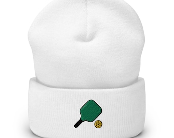 Pickleball Beanie: Handmade Knit Cuffed Winter Hat