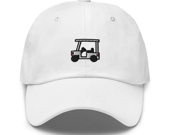 Golf Cart Embroidered Dad Hat,  Embroidered Unisex Hat, Dad Cap, Adjustable Baseball Cap Gift for Him