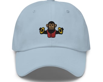 Cymbal Monkey Embroidered Dad Hat,  Embroidered Unisex Hat, Dad Cap, Adjustable Baseball Cap Gift for Him