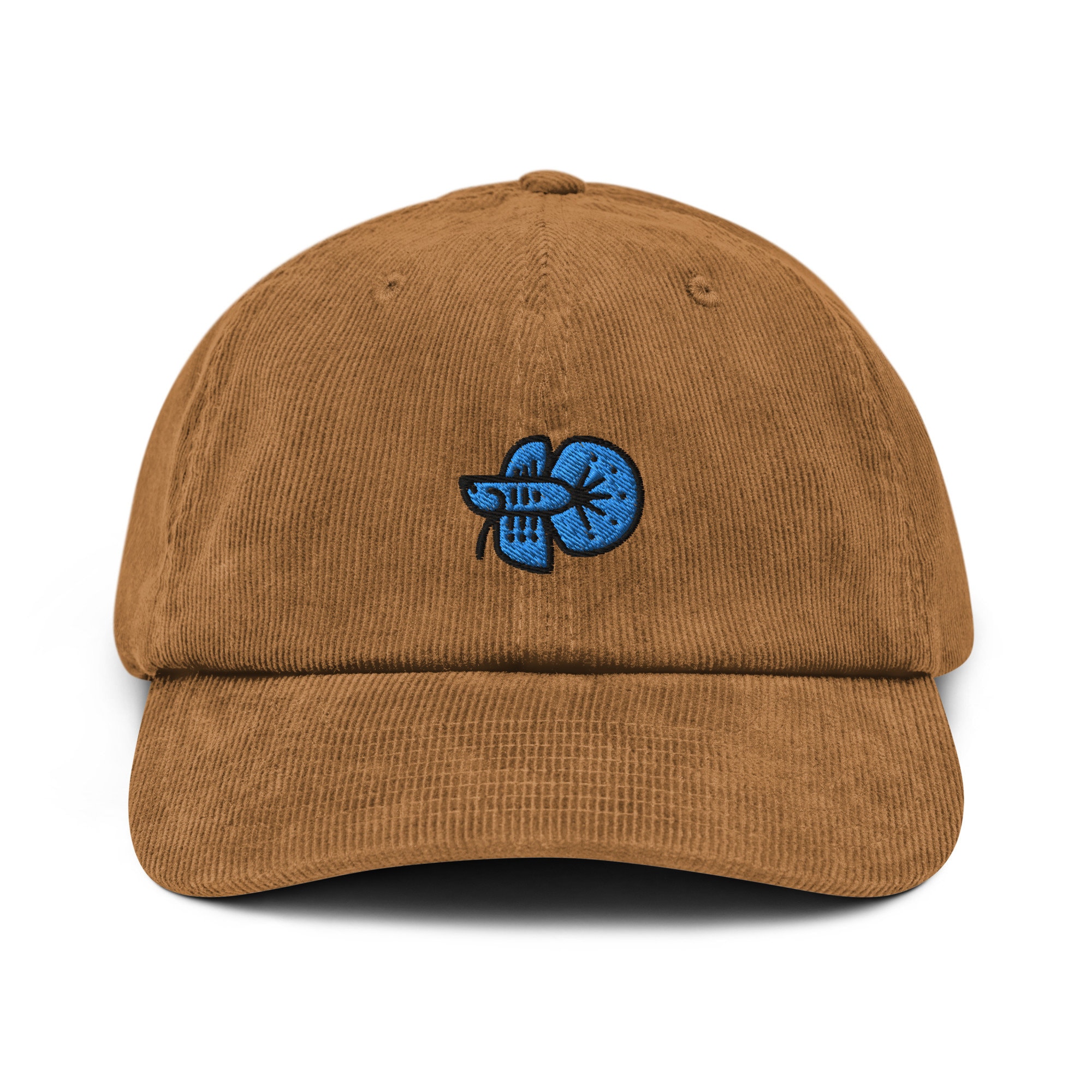 Betta Fish Corduroy Hat, Handmade Embroidered Corduroy Dad Cap - Multiple Colors