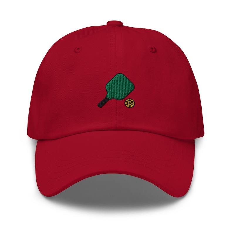 Pickleball Lover Gift, Pickleball Embroidered Dad Hat, Embroidered Unisex Hat, Dad Cap, Adjustable Baseball Cap Gift for Him Cranberry