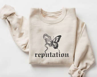Embroidered Snake Butterfly Sweatshirt, Reputation Sweater