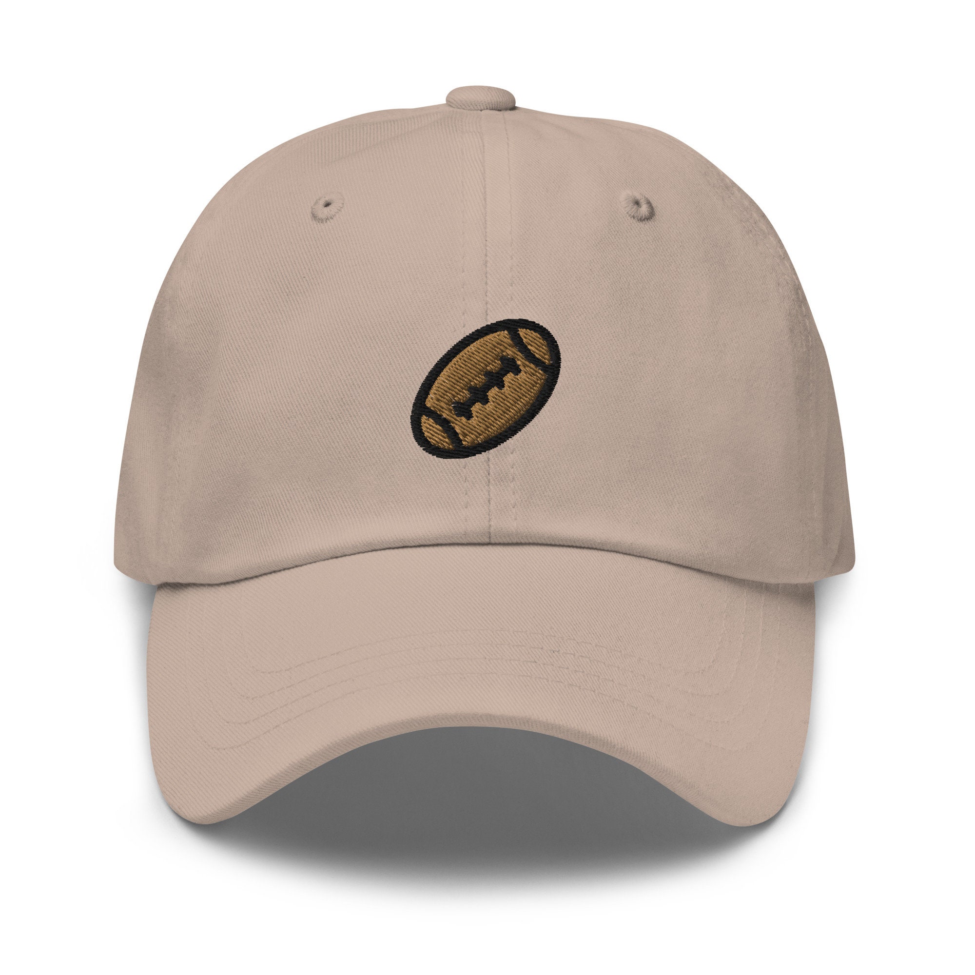 Rugby Ball Dad Hat - Low Profile, Brushed Cotton, Embroidered, Adjustable (Navy)