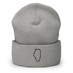 US Bundesstaat Illinois Karte Bestickte Mütze, Handgefertigte Cuffed Knit Unisex Slouchy Erwachsene Winter Mütze Mütze Geschenk