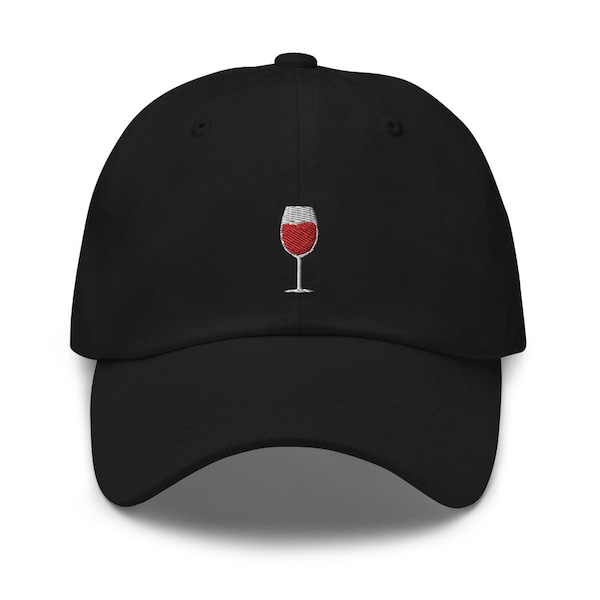 Wine Glass Embroidered Dad Hat,  Embroidered Unisex Hat, Dad Cap, Adjustable Baseball Cap Gift for Him