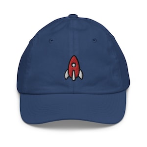 Rocket Youth Baseball Cap, Handmade Kids Hat, Embroidered Childrens Hat Gift - Multiple Colors