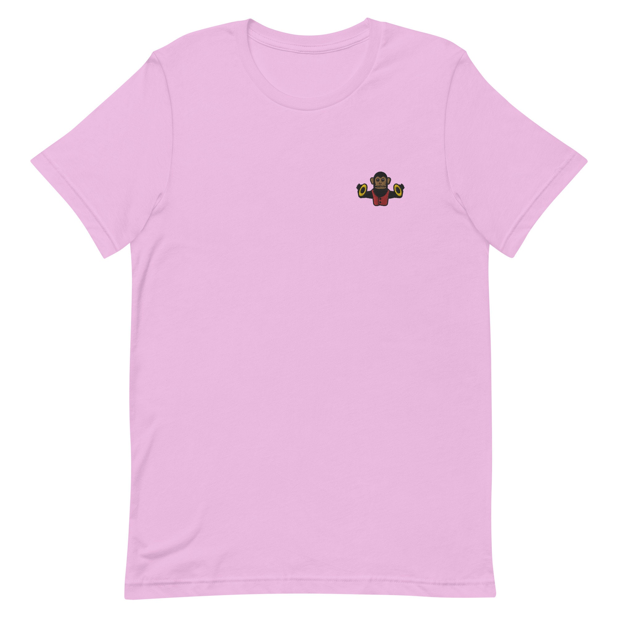 【CPGN STUDIO】Heart Monkey Embroidery Short Sleeve T-shirt Cymbal Monkey Unisex T-shirt, Embroidered Unisex T-shirt