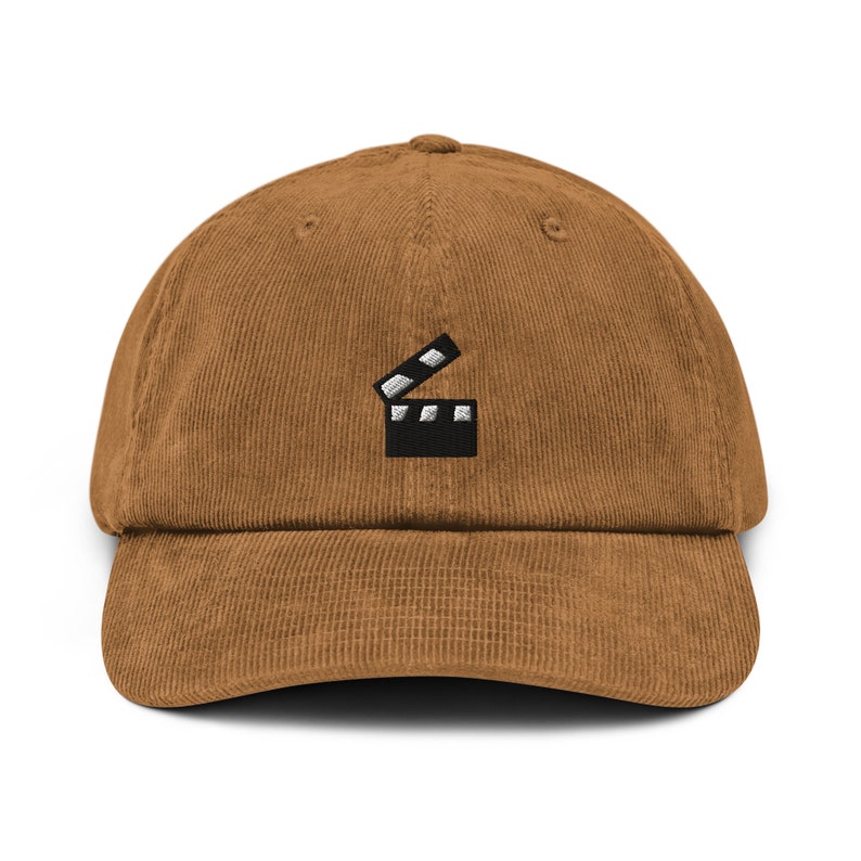 Clapper Board Director Corduroy Hat, Handmade Embroidered Corduroy Dad Cap Multiple Colors image 1