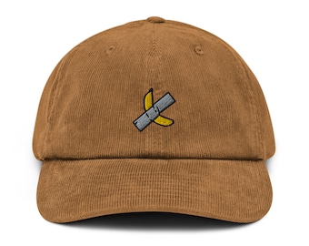 Duct Tape Banana Corduroy Hat, Handmade Embroidered Corduroy Dad Cap - Multiple Colors