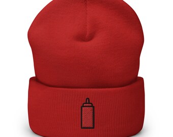 Ketchup kruiderij geborduurde muts, handgemaakte geboeid gebreide unisex slouchy volwassen winter hoed cap cadeau