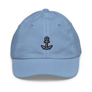 Anchor Youth Baseball Cap, Handmade Kids Hat, Embroidered Childrens Hat Gift - Multiple Colors