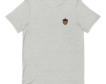 【CPGN STUDIO】Find Acorn Embroidery Short Sleeve T-shirt Acorn Unisex T-shirt, Embroidered Unisex T-shirt Gift for