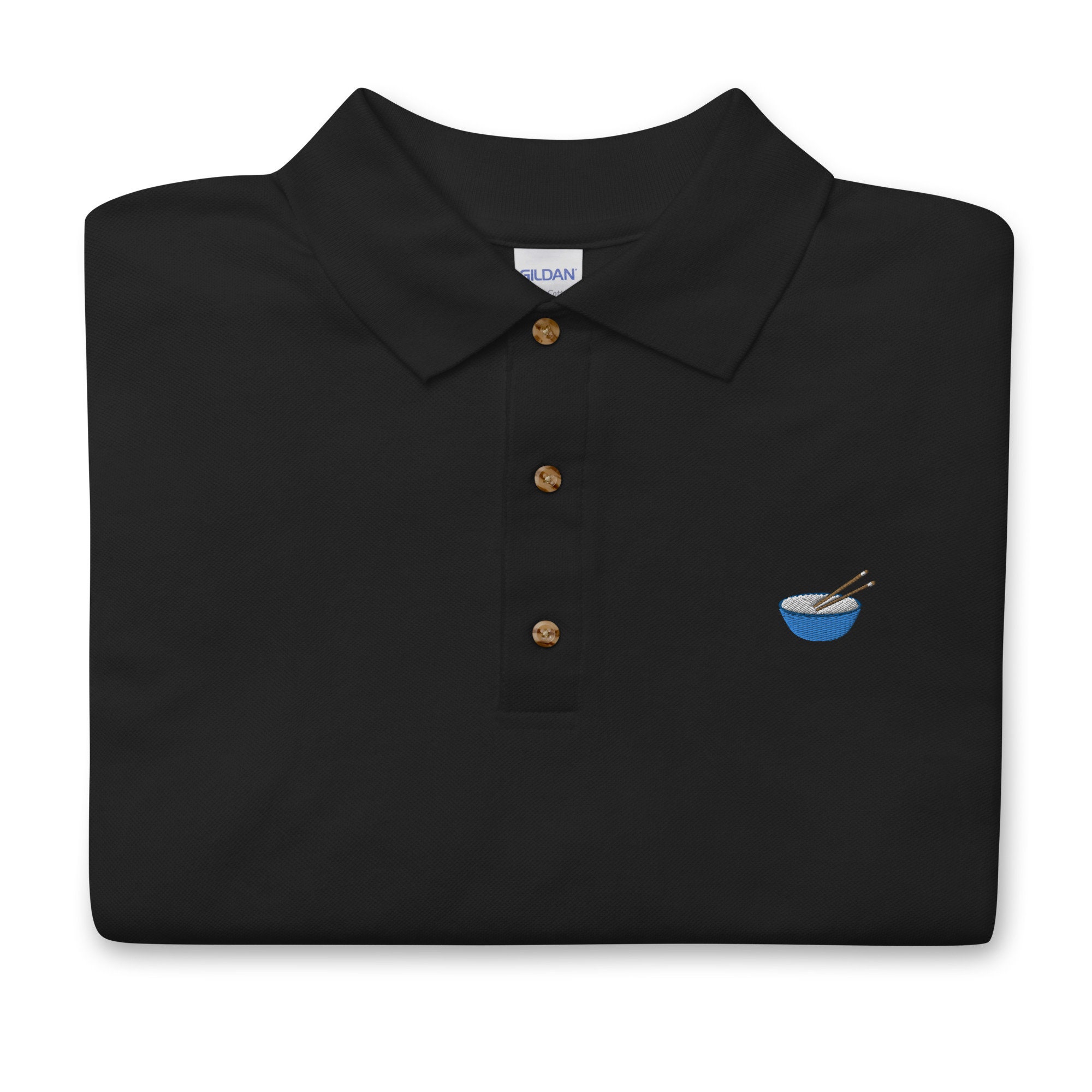 Rice Bowl Embroidered Men's Polo Shirt, Men's Premium Golf Shirt - Multiple Colors