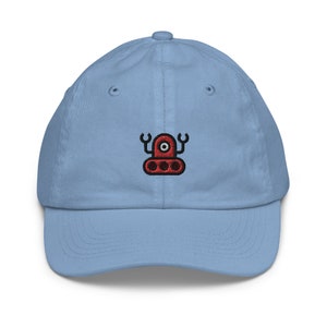 Robot Youth Baseball Cap, Handmade Kids Hat, Embroidered Childrens Hat Gift - Multiple Colors