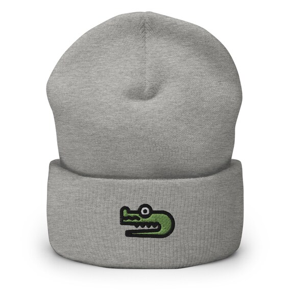 Reptile Alligator Crocodile Embroidered Beanie Handmade Cuffed