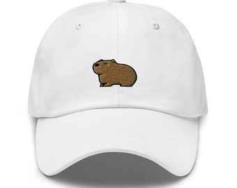Capybara Dad Hat, Embroidered Unisex Hat, Handmade Dad Cap, Adjustable Baseball Cap Gift - Multiple Colors