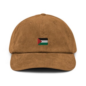 Palestine Corduroy Hat, Palestinian Country Gift, Embroidered Palestinian Flag, Handmade Palestinian Flag Corduroy Hat, Palestinian Flag