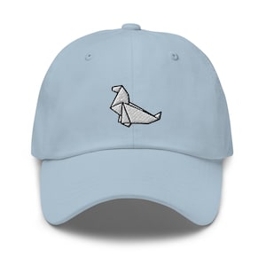 Origami Seal Dad Hat, Embroidered Unisex Hat, Handmade Dad Cap, Adjustable Baseball Cap Gift - Multiple Colors