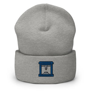 Engineering 3D Printer Embroidered Beanie, Handmade Cuffed Knit Unisex Slouchy Adult Winter Hat Cap Gift