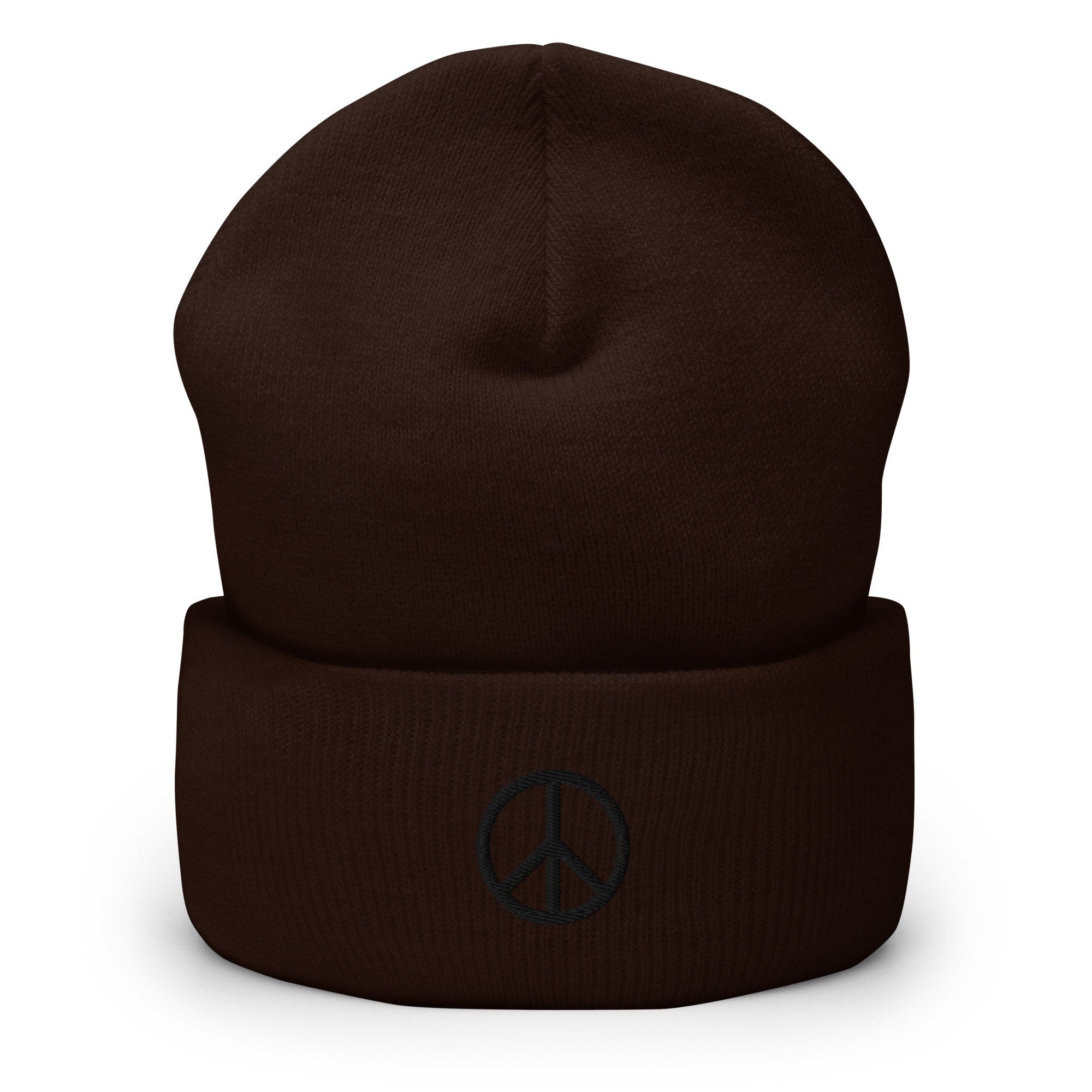 Embroidered Peace Sign Beanie: Unisex Knit Winter Hat - Etsy display picture 2
