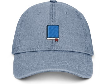 Embroidered Book Denim Hat, Cotton Cap