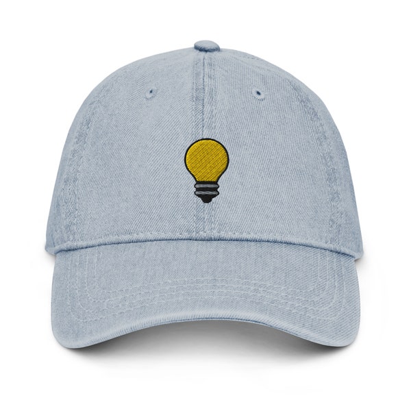 Bulb Denim Hat, Premium Embroidered Denim Cap, Hat Embroidery Gift - Multiple Colors