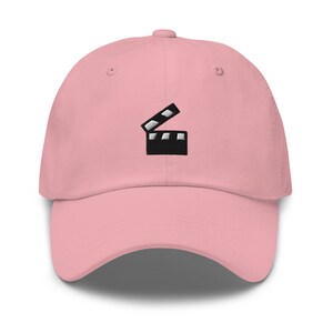 Clapper Board Embroidered Dad Hat, Embroidered Unisex Hat, Dad Cap, Adjustable Baseball Cap Gift for Him Pink