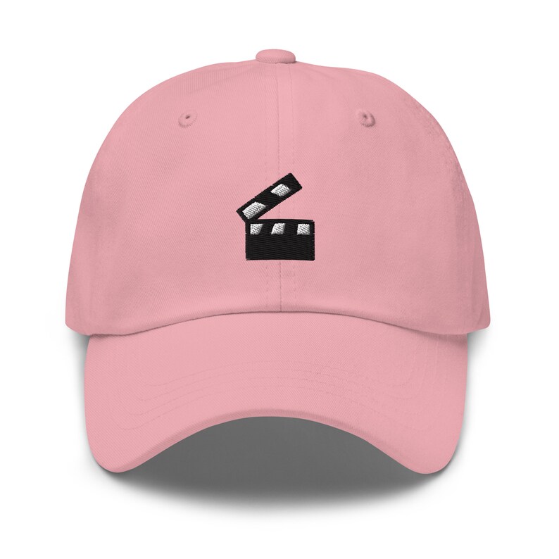 Clapper Board Embroidered Dad Hat, Embroidered Unisex Hat, Dad Cap, Adjustable Baseball Cap Gift for Him Pink