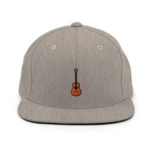 Guitar Embroidered Snapback Hat, Cap Gift, Embroidered Snapback Hat, Flat Bill Snapback
