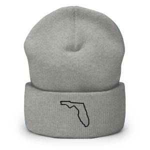 Floridian Florida State Map Bestickte Mütze, Handgefertigte Cuffed Knit Unisex Slouchy Erwachsene Wintermütze Mütze Geschenk