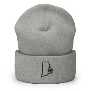 Rhode Island State Map Bestickte Mütze, Handgefertigte Cuffed Knit Unisex Slouchy Erwachsene Wintermütze Mütze Geschenk