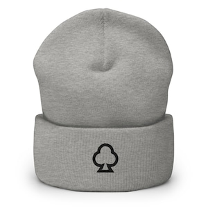 Gorro de invierno unisex con bordado de traje de club, hecho a mano, con puños, holgado, para adultos, ideal como regalo