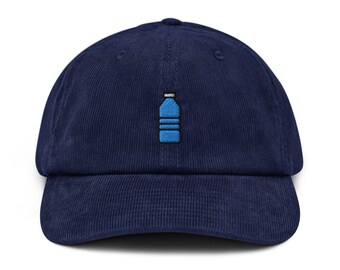 Plastic Water Bottle Corduroy Hat, Handmade Embroidered Corduroy Dad Cap - Multiple Colors