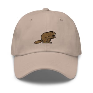 Beaver Dad Hat, Embroidered Unisex Hat, Handmade Dad Cap, Adjustable Baseball Cap Gift - Multiple Colors