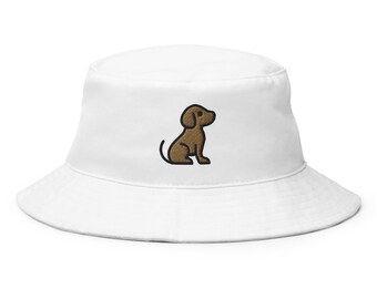 Broderad valphundhatt: Unisex solhatt i bomull