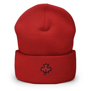 Kanada Ahornblatt Bestickte Mütze, Handgefertigte Cuffed Knit Unisex Slouchy Erwachsene Winter Mütze Mütze Geschenk