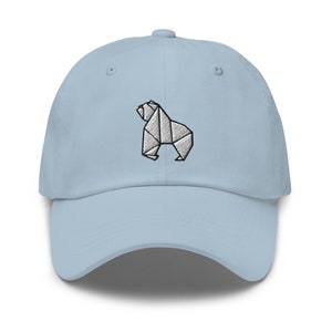 Origami Gorilla Dad Hat, Embroidered Unisex Hat, Handmade Dad Cap, Adjustable Baseball Cap Gift - Multiple Colors