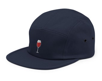 vino bordado cinco panel gorra sombrero 