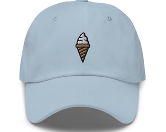 Ice Cream Embroidered Dad Hat: Unisex Chino Cotton Twill Cap