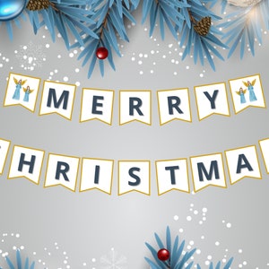 Merry Christmas Bunting Banner Printable PDF - Etsy