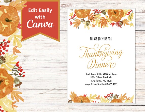 Thanksgiving printable invitation