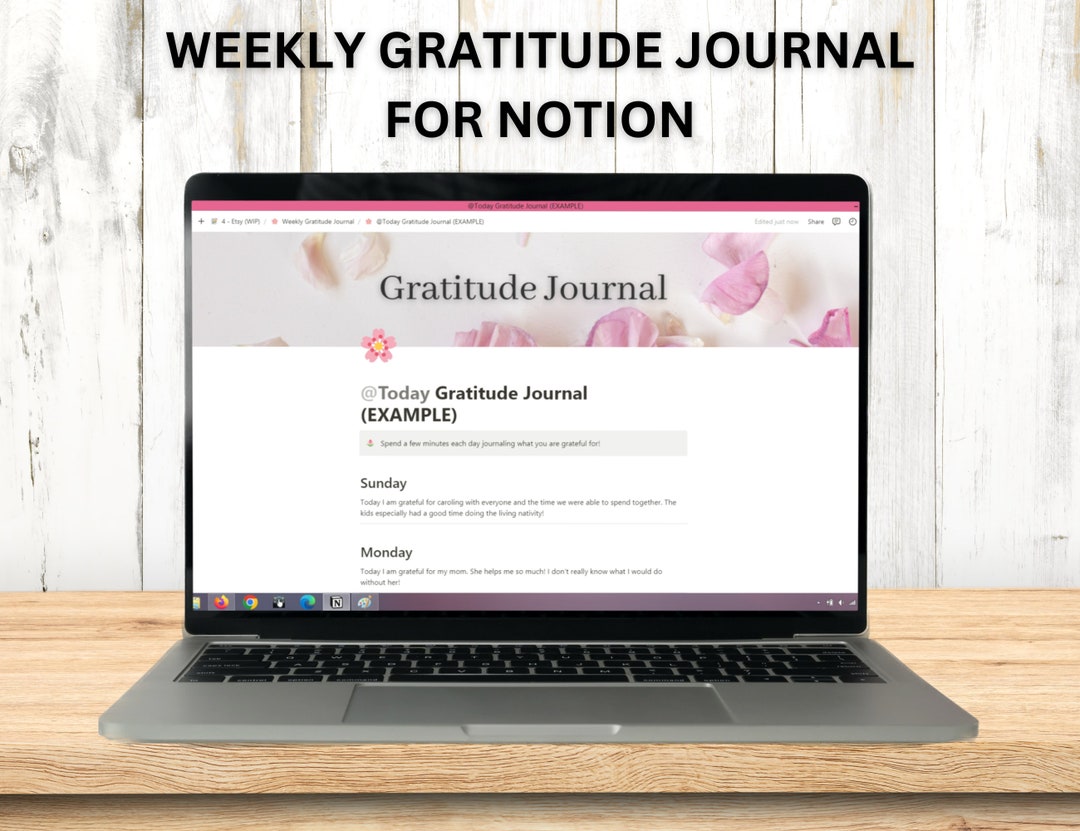 Weekly Gratitude Journal Template for Notion - Etsy