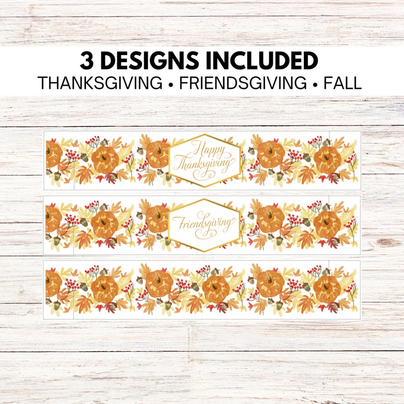 Printable Thanksgiving Friendsgiving Napkin Ring Bundle PDF, fall, autumn, instant download, printable pdf image 2