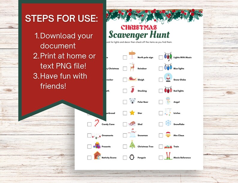 Christmas Lights Scavenger Hunt Printable Game Instant Download PDF Etsy