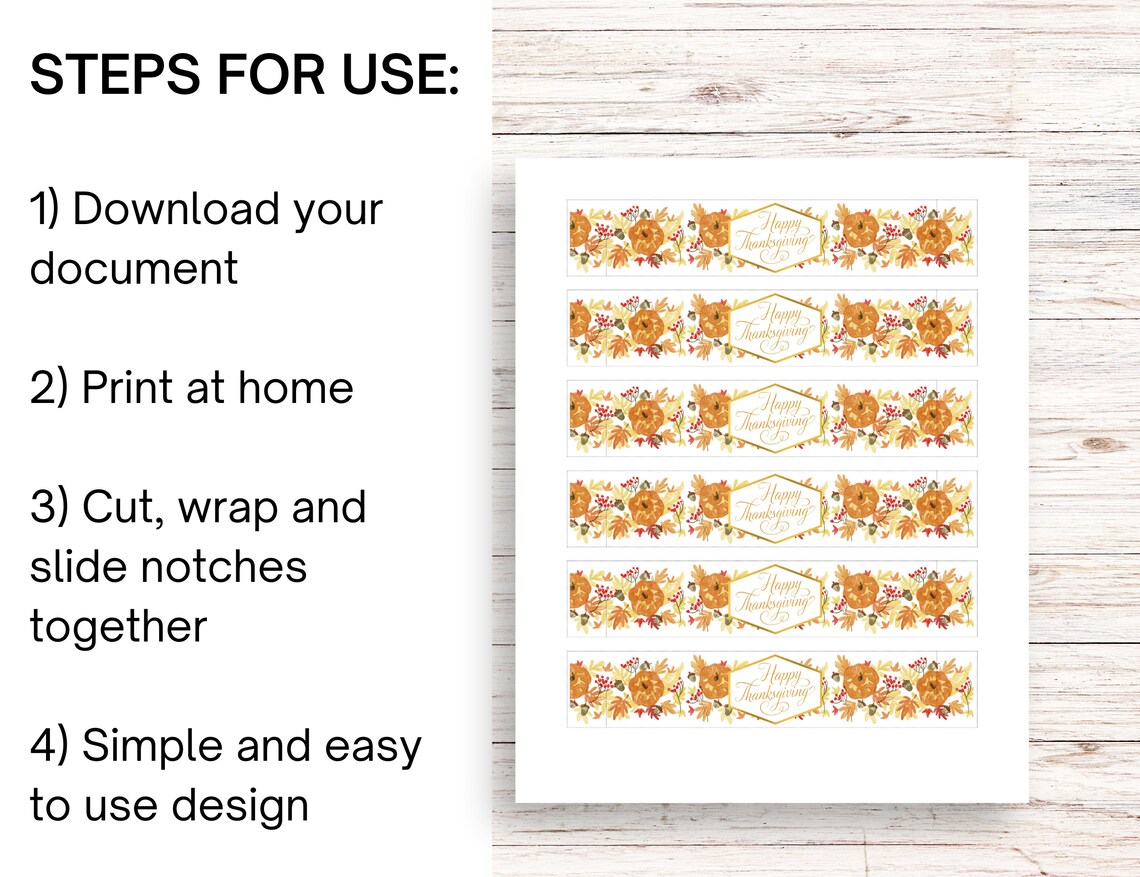 Printable Thanksgiving Friendsgiving Napkin Ring Bundle PDF - Etsy