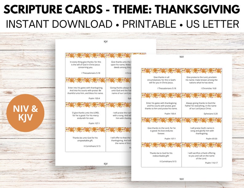 Mini Scripture Cards Printable PDF Thanksgiving Theme - Etsy