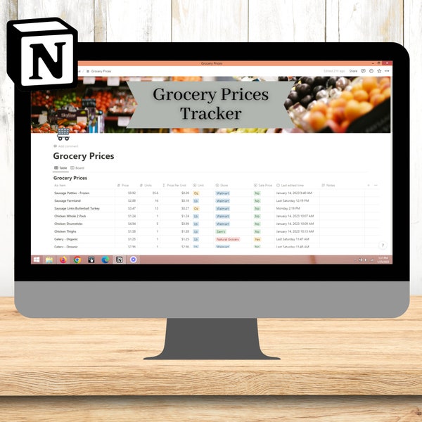 Grocery Prices Tracker Template for Notion