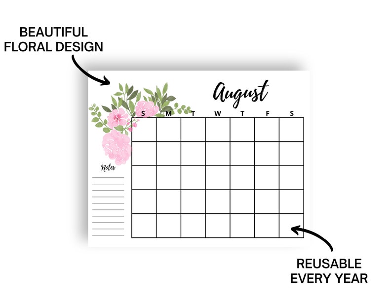Blank Calendar Pages Printable PDF Etsy